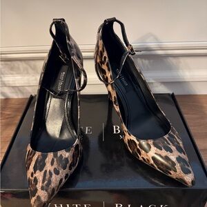 Leopard Print Ankle Strap Pumps - Black & Brown by White House Black Market NWOT